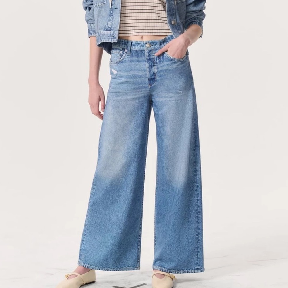 rag & bone Light Blue Wide Leg Jeans